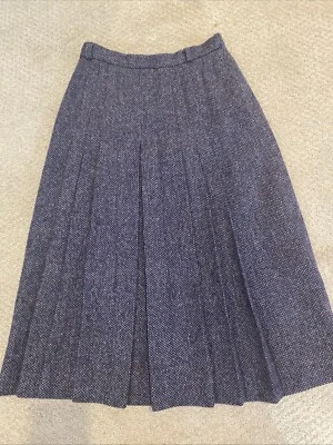 Falda Forrada Vintage John Meyer Azul Gris Mezcla Lana/Nylon Talla 8 Pliegues Retro Foto 1 de 4