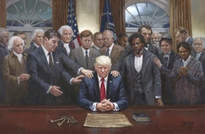 Jon McNaughton LEGACY OF HOPE 10x15 Historical Figures Praying for Donald Trump - Picture 1 of 1