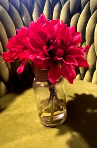 Jarrón crisantemo de seda floreciente flores de otoño ilusión líquida rojo floral 8" de alto - Imagen 1 de 7