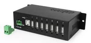 COOLGEAR USBG-7DU2i, SURGE PROTECTED METAL, 7-Port USB 2.0 Hub with DIN Rail Kit - Picture 1 of 4