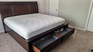 Ashley Porter King Size Bed with Storage and Mattress - Picture 1 of 10