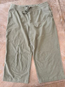 Karen Scott Sport Cropped Pants Green Pockets Medium Waist 34”Inseam 20” - Picture 1 of 5