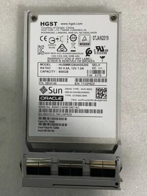 HGST SUN 0B35149 HUSMM3280ASS200 800GB 2.5 inch SAS Server Solid State Drive - Image 1 of 4