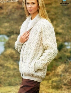 Loose-fitting cable cardigan ladies Knitting Patterns copy 8 ply - Picture 1 of 2