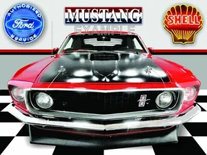 1969 Mustang Mach 1 Red Car (171) Garage Scene Vinyl Banner 3'X4' - Picture 1 of 1