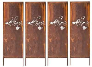 EDELROST SICHTSCHUTZ 4x GARTEN DEKO 160x50 cm CORTEN WINDSCHUTZ METALL ROST - Bild 1 von 13