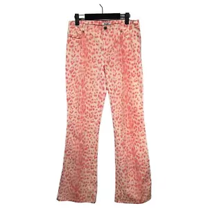 Jeans Moschino Vintage Años 90 Rosa Guepardo Estampado Animal Acampanados 28 NUEVO con Etiqueta - Imagen 1 de 8