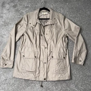 Michael Kors Utility Jacket XL Beige Zip Up Snap Pockets Drawstring Waist - Picture 1 of 9
