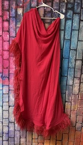 Vestido largo Trina Turk maxi recortado de plumas manga única para mujer talla 16 EE. UU.  - Imagen 1 de 4