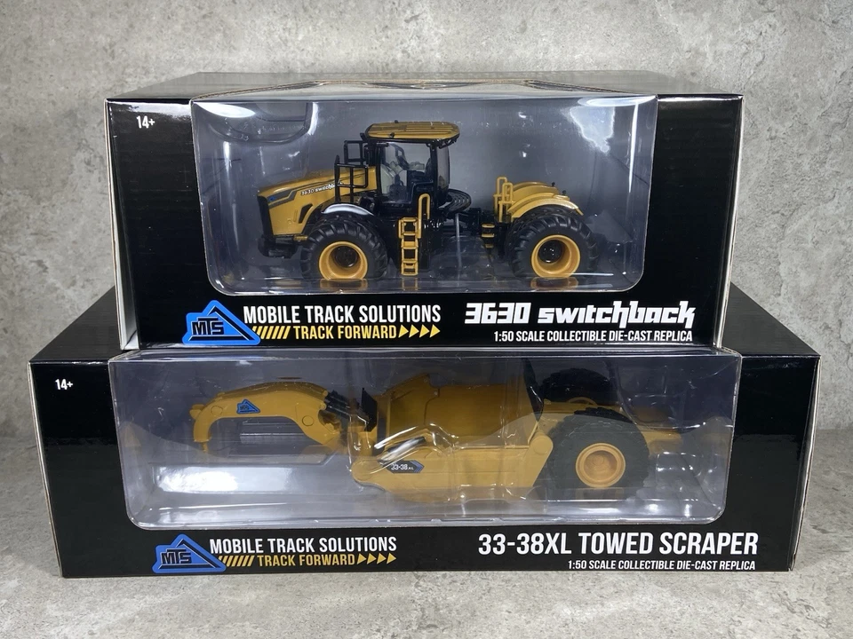 1/50 Mobile Track Solutions 3630 Switchback Tractor w/ 33-38XL Scraper SpecCast - Image 1 of 1