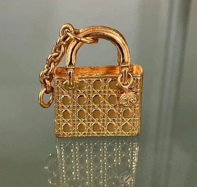 Christian Dior Oro Cartera Bolso de Mano Colgante Top Dije Z7 Foto 1 de 4