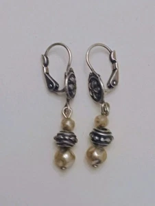 Sterling Silver Lever Back Drop Earrings Vintage - Picture 1 of 3