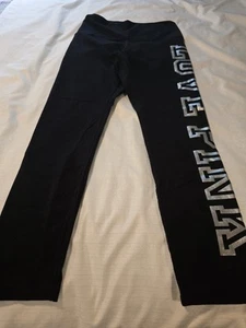 Leggings para mujer talla L Victoria's Secret Love rosa negro con logotipo nuevos sin etiquetas - Imagen 1 de 9