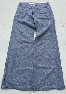 Women's Pilcro and the Letterpress Pants Blue Solid 30 Linen Wide Leg Casual NYC - Picture 1 of 16