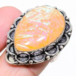 Orange Triplet Opal Gemstone 925 Sterling Silver Jewelry Ring Size 8.5 A634 - Picture 1 of 6