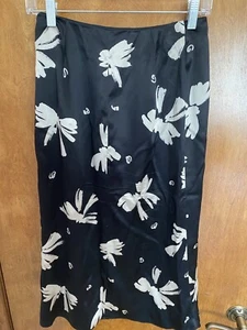 emmanuel ungaro 100% pure silk skirt, size 36, black/ white bows - Picture 1 of 5
