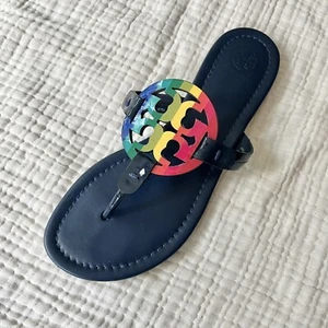 AMPUTEE Tory Burch Miller Rainbow Lackleder-Sandale Größe 7,5 NUR LINKER SCHUH - Bild 1 von 5