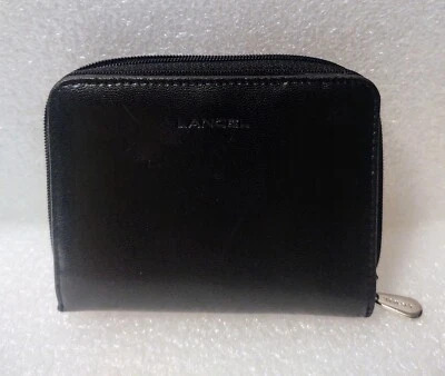 Cartera Lancel Negra Damas Doble Pliegue Cuero Cremallera Alrededor París Francia  Foto 1 de 4