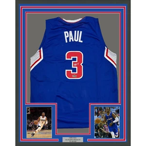 Framed Facsimile Autographed Chris Paul 35x39 Los Angeles LA Blue Reprint Jersey - Picture 1 of 2