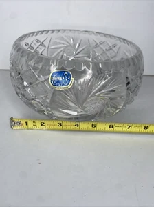 Centro de mesa de cristal de corte transparente pesado Bohemia República Checa 6-7,5" - Imagen 1 de 7