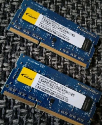 2x2GB LAPTOP RAM elixir PC3 12800S DDR3 M2S2G64CB88G5N-DI 1Rx8 (4 GByte Gesamt) - Bild 1 von 2