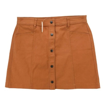 NUEVO CON ETIQUETAS MADEWELL Sienna Marrón Botón a Presión Frontal Línea A Bolsillo Mini Falda Talla 14 Foto 1 de 4
