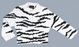 Michael Simon Size M Women's Jacket Short Zebra Striped Large Buttons - Picture 1 of 7