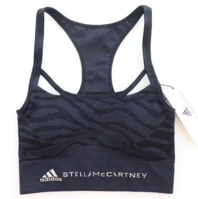 ADIDAS BY STELLA MCCARTNEY SEAMLESS KNIT YOGA TRAINING BRA BLACK GU1635 WOMEN S - Image 1 of 4