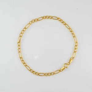 14K ITALY Fancy Figaro Chain Bracelet 7.5" Long Yellow Gold - Picture 1 of 13