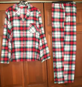NWT HOLIDAY LANE XL WHITE RED PLAID 100% COTTON FLANNEL~SOFT LITE PAJAMA SET~ - Picture 1 of 11