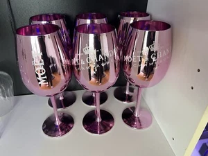Gay Les Moët & Chandon Champagner Glas 6er Set Top Zustand Echtglas Pink Party - Bild 1 von 5