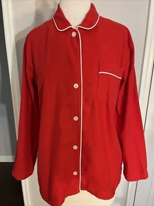 J.Crew Women's Long Sleeve Cotton Pajama Top Red/white Piping Sz S - Picture 1 of 6