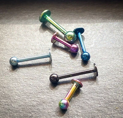1pc Titanium Ion Plated Ball Labret 316L Surgical Steel Monroe Stud Lip Ring - Image 1 of 4