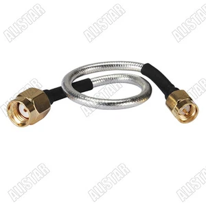 RP SMA male female to SMA male plug , Semi-Flexible-.141" cable RG402 80cm - Picture 1 of 3