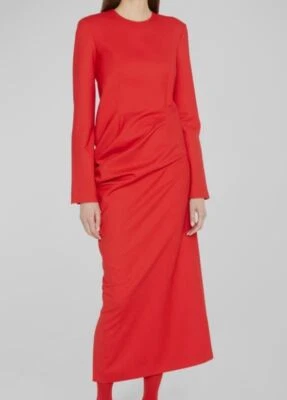 Maxi vestido para mujer The Row rojo liso Lucienne acanalado talla 12 $2750 Foto 1 de 4