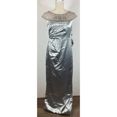 Adrianna Papell Pleated Satin Evening Gown Dress Icy Mint 6P Petite NWT - Image 1 of 4