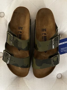 Birkenstock New Arizona Desert Soil Camouflage Green Birko-Flor Median Narrow - Picture 1 of 4