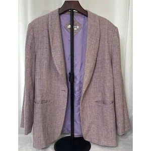 WinterSilks Purple and Cream 100% Silk Tweed Blazer Coat Jacket Size Large - Picture 1 of 4