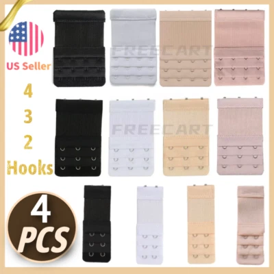 4Pcs Adjustable Bra Extender 2/3/4 Hooks with Elastic Underwear Strap Extension - Image 1 of 4