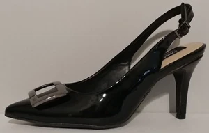¡¡NUEVO!! Jones New York Black Patent Slingbacks 3" Tacones Tamaño 7.5M US 37.5M EUR - Imagen 1 de 3