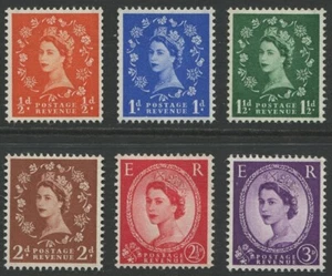 QEII SG561-566 1957 1st Graphites Edward/Crown Upright - MM Set of 6 Fine - Picture 1 of 2