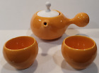 Maia Ming Designs Retro Ceramic 2 1/2 Cup Orange~White Teapot Infuser & 2 Cups