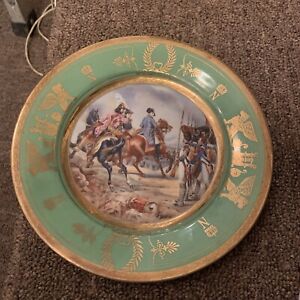An Antique Austrian Porcelain Plate Depicting Bataille D’Jena Napoleon Battle