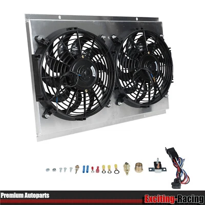 12'' Fan Aluminum Shroud&Thermostat For 82-02 Chevy S10 Blazer Corvette Radiator - Image 1 of 4