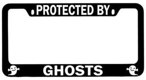 Protected By Ghosts Black METAL License Plate Frame Auto - Picture 1 of 1