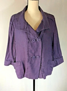 Coldwater Creek 100% Linen Purple double breasted jacket Size PL (14-16) - Picture 1 of 4