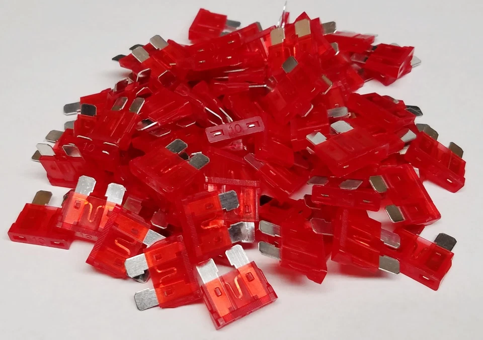 10AMP 100pc ATC / ATO Standard Blade Fuse Auto Car Boat Marine Truck Motorcycle - Image 1 of 1