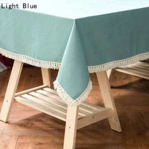 Plain Table Cloth With Tassels Home Kitchen Dining Table Covers Modern Rectangle - Picture 1 of 18