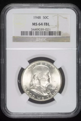 1948 P Half Dollars Franklin NGC MS-64 FBL Cover
