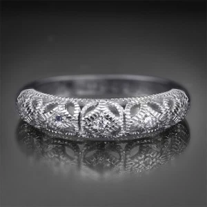 ANILLO de boda vintage de 0,17 quilates diseño único chapado en oro blanco talla 5-9 - Imagen 1 de 9